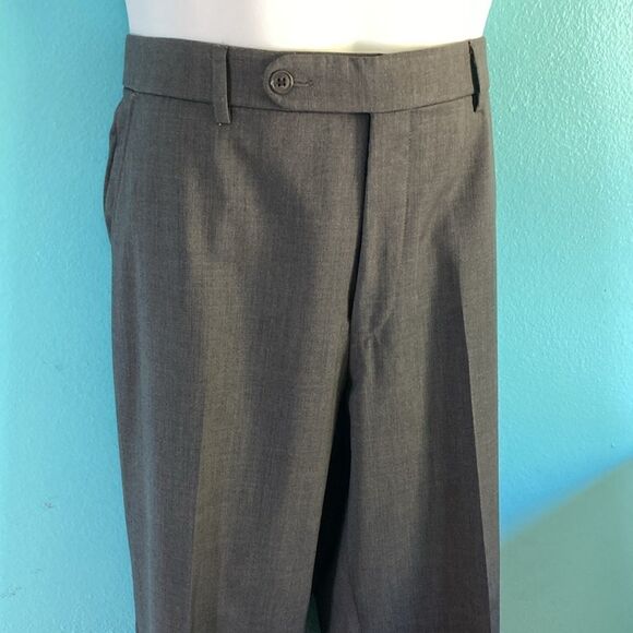 Ballin Mens Wool Super 120'sLightweight Gray Cuffed Work Dress Pants Size 35